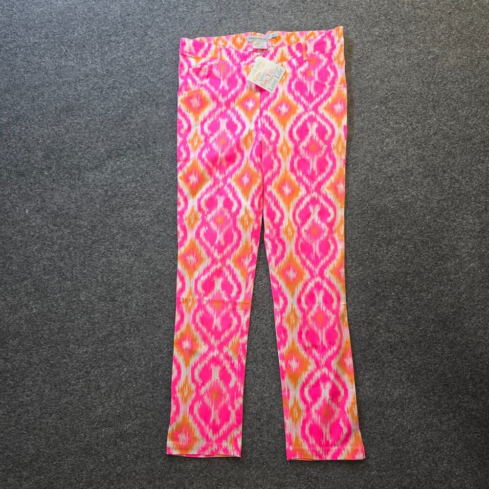 Gretchen Scott Pants Womens Size XL Pink Orange Straight Leg Colorful Casual